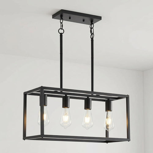 Adjustable Farmhouse Black Chandelier — 4-Light - View 2