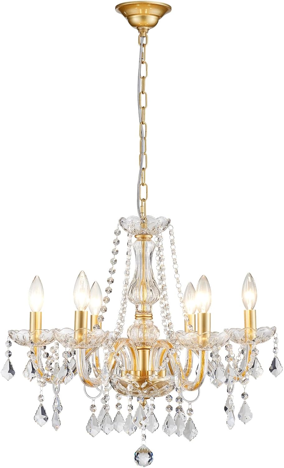 Adjustable Luxe Black Chandelier — 27" — Gold