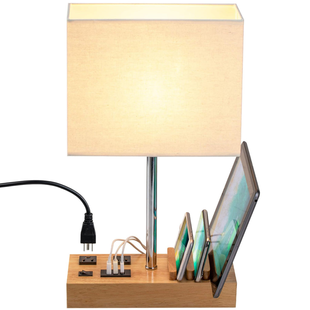 USB Charging Beige Bedside Lamp