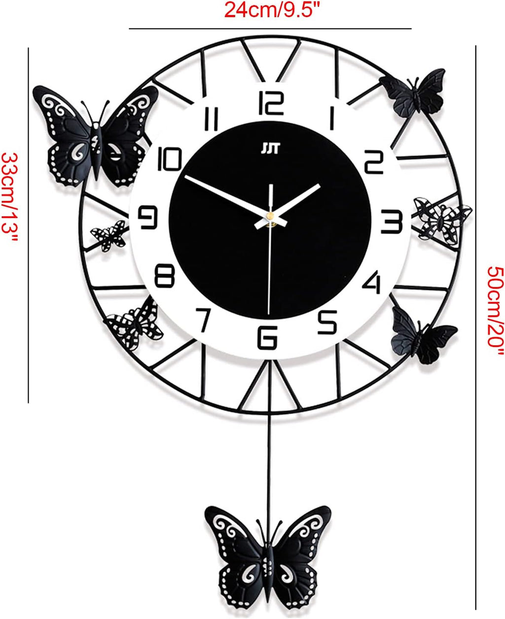 Modern Black Wall Clock — 20" - View 7