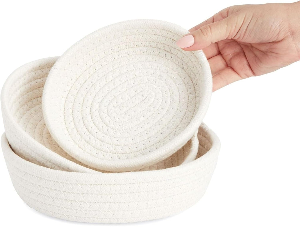 Round Boho Metal Woven Basket — 5x2 - View 8