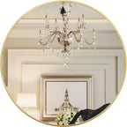 Black Round Mirror — 39" — Gold
