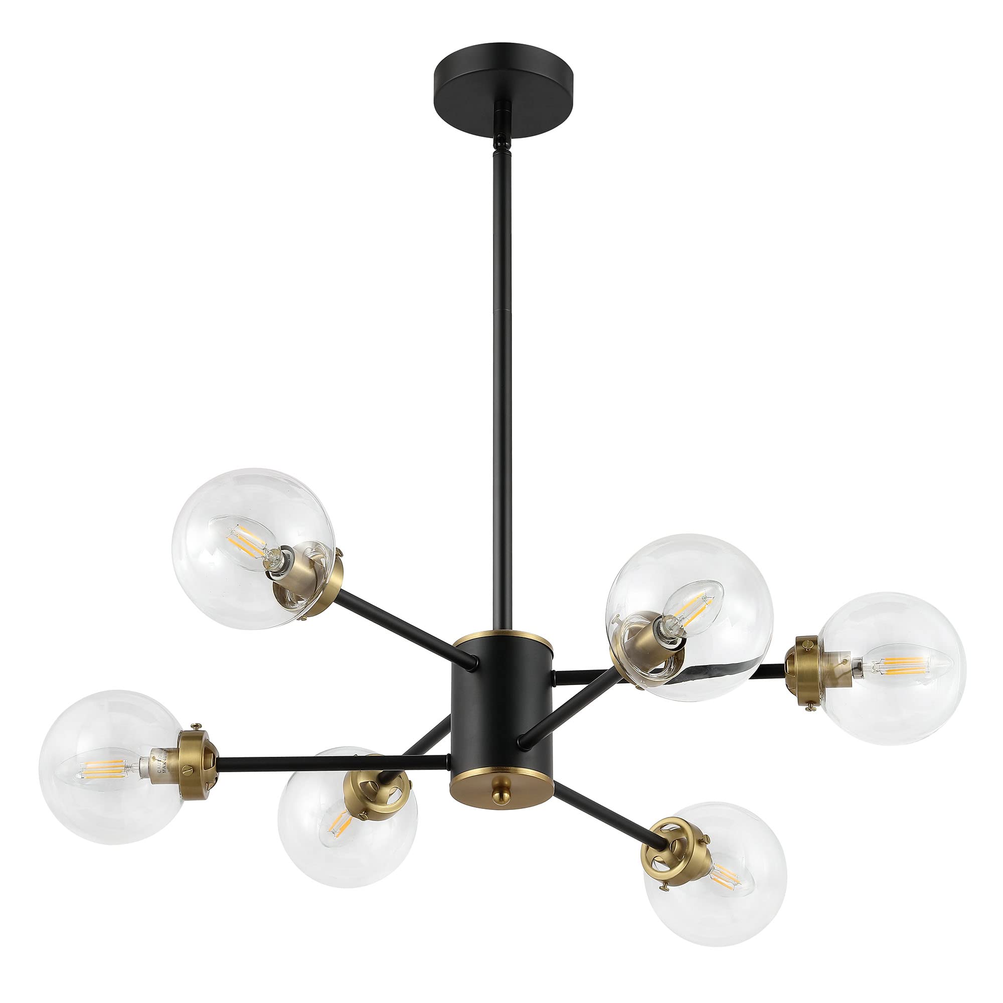 Adjustable Modern Black Chandelier — 6-Light