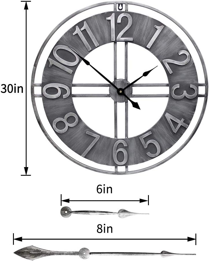 Farmhouse Grey Wall Clock — 30" - View 2