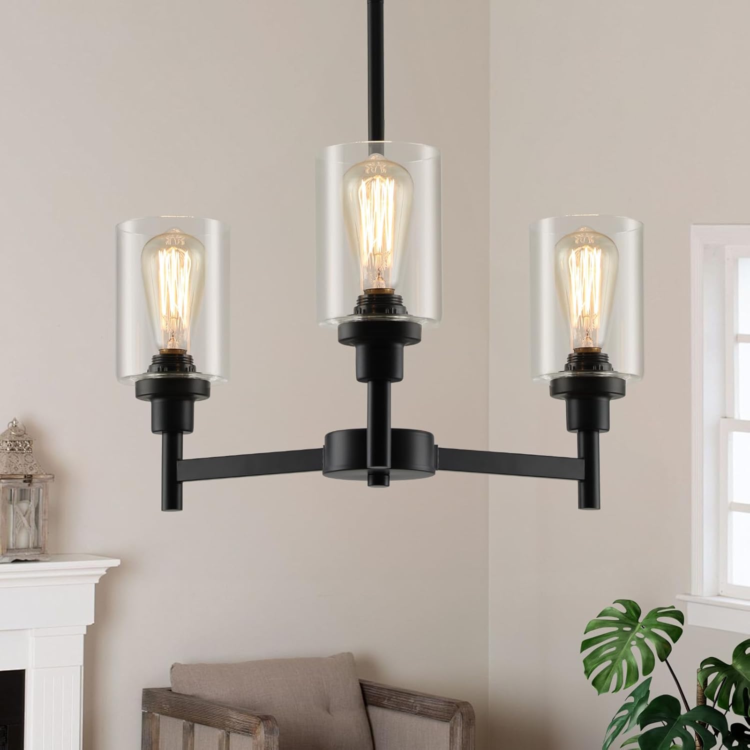 Farmhouse Black Chandelier — 34" — Black