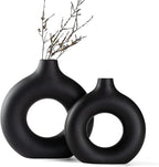 Boho Black Flower Vase — Set of 2 — Black