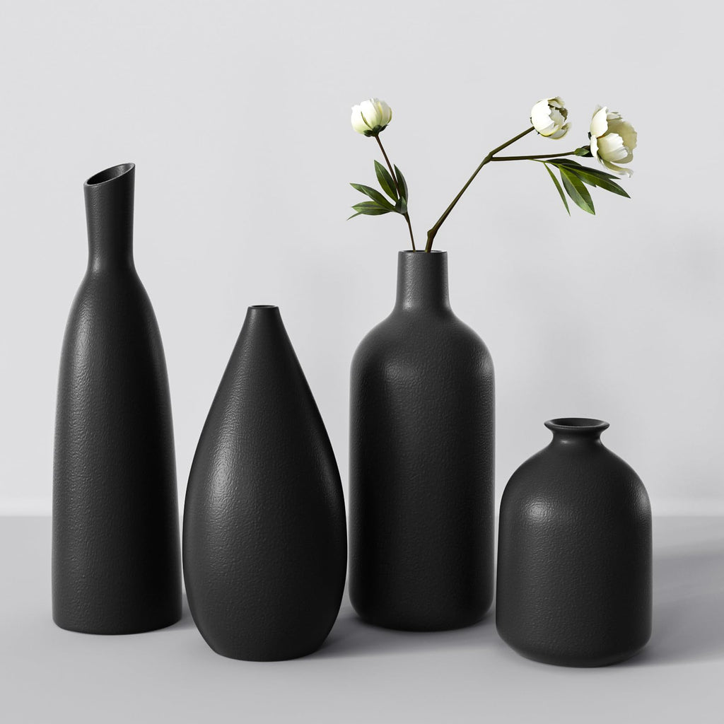 Modern Black Vase Set — Set of 4