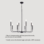 Farmhouse Black Chandelier — 8-Light - View 5