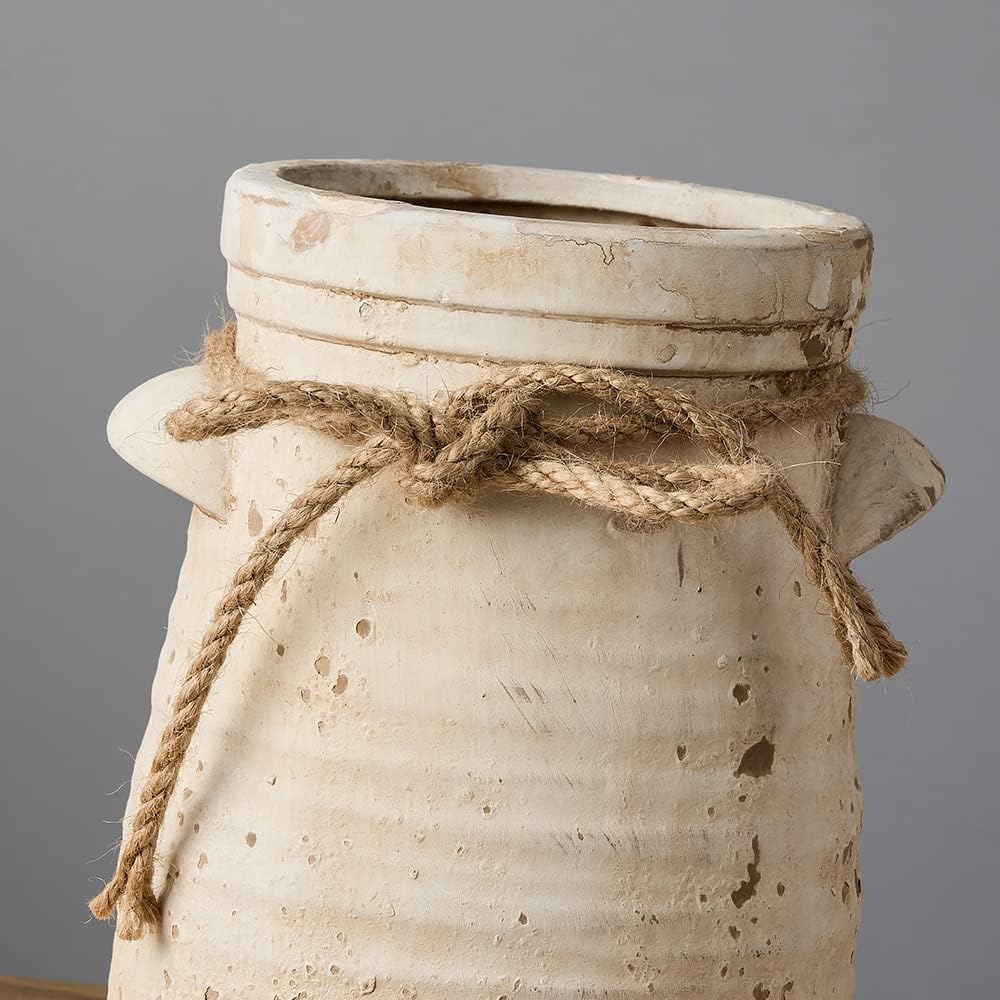 Farmhouse Beige Flower Vase — 8" - View 5