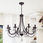 Farmhouse Black Chandelier — 8-Light — Oil-Rubbed Bronze