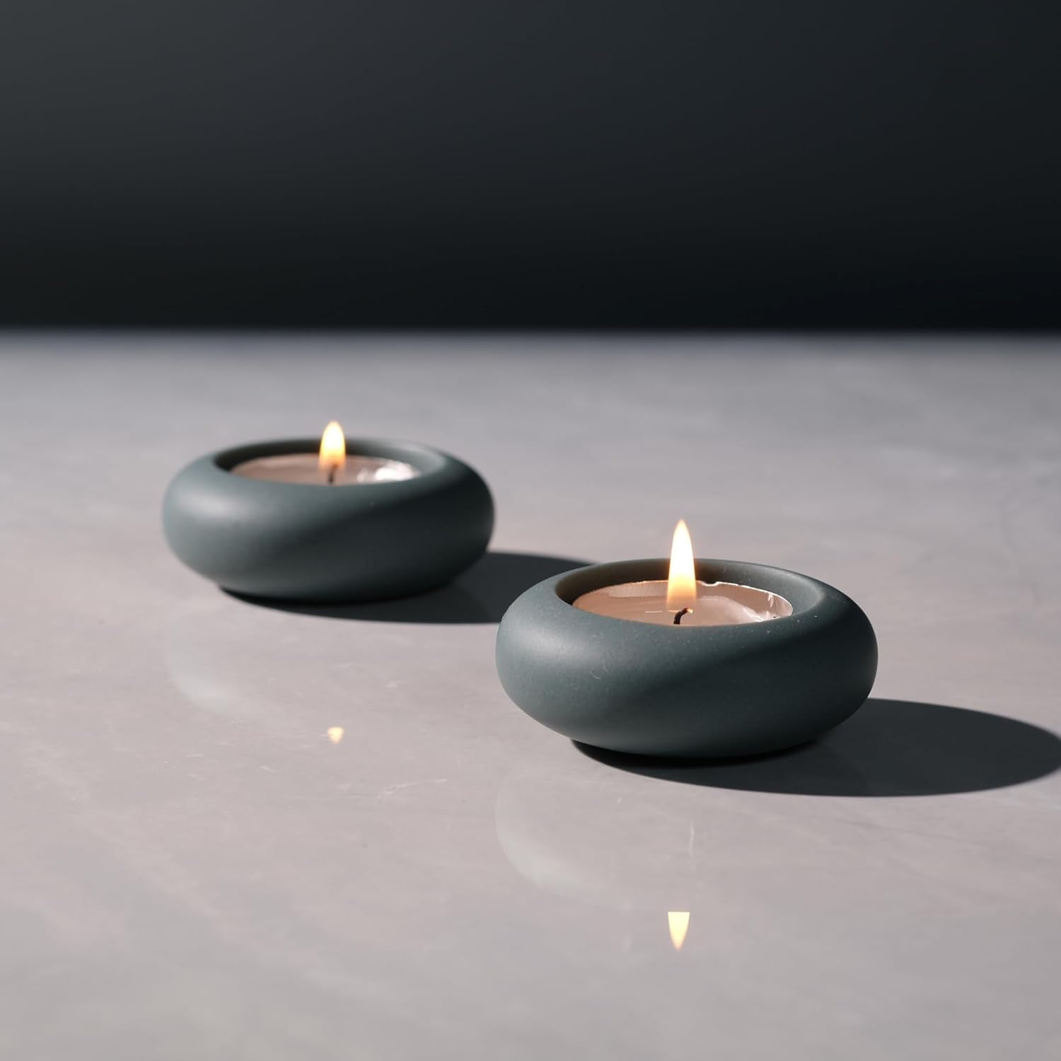 Handcrafted Blue Candle — 6" — Gray