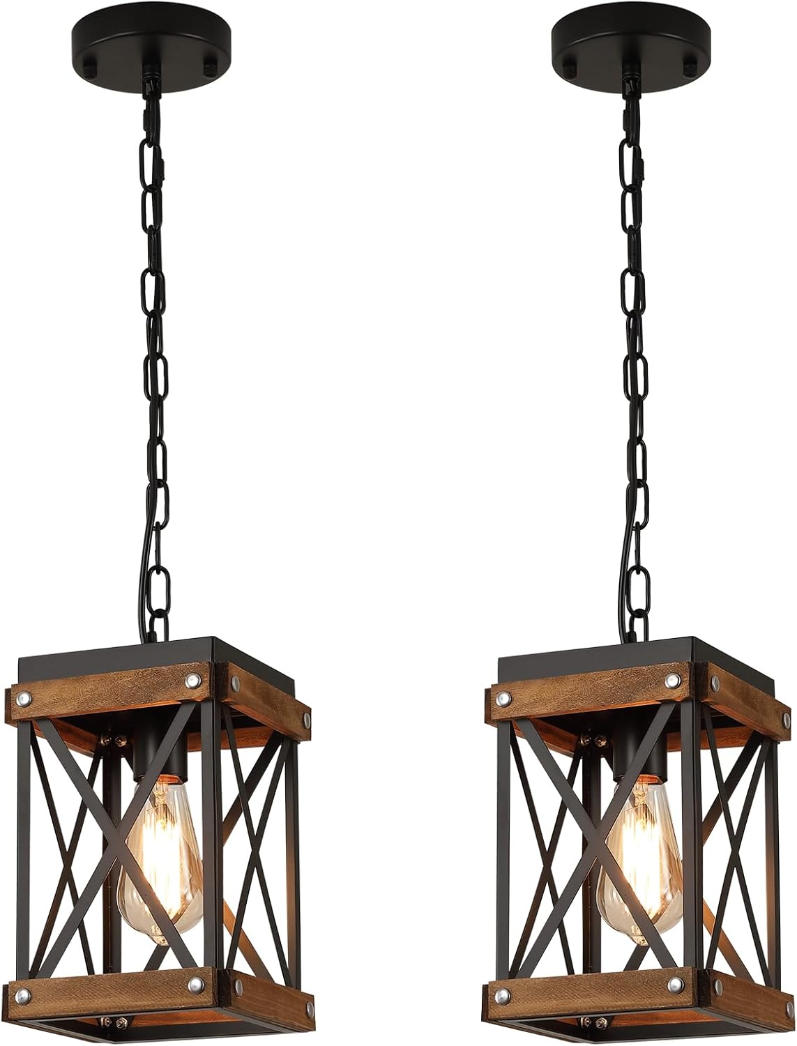 Adjustable Farmhouse Wood Candle — 1-Light — Small 2 Lights