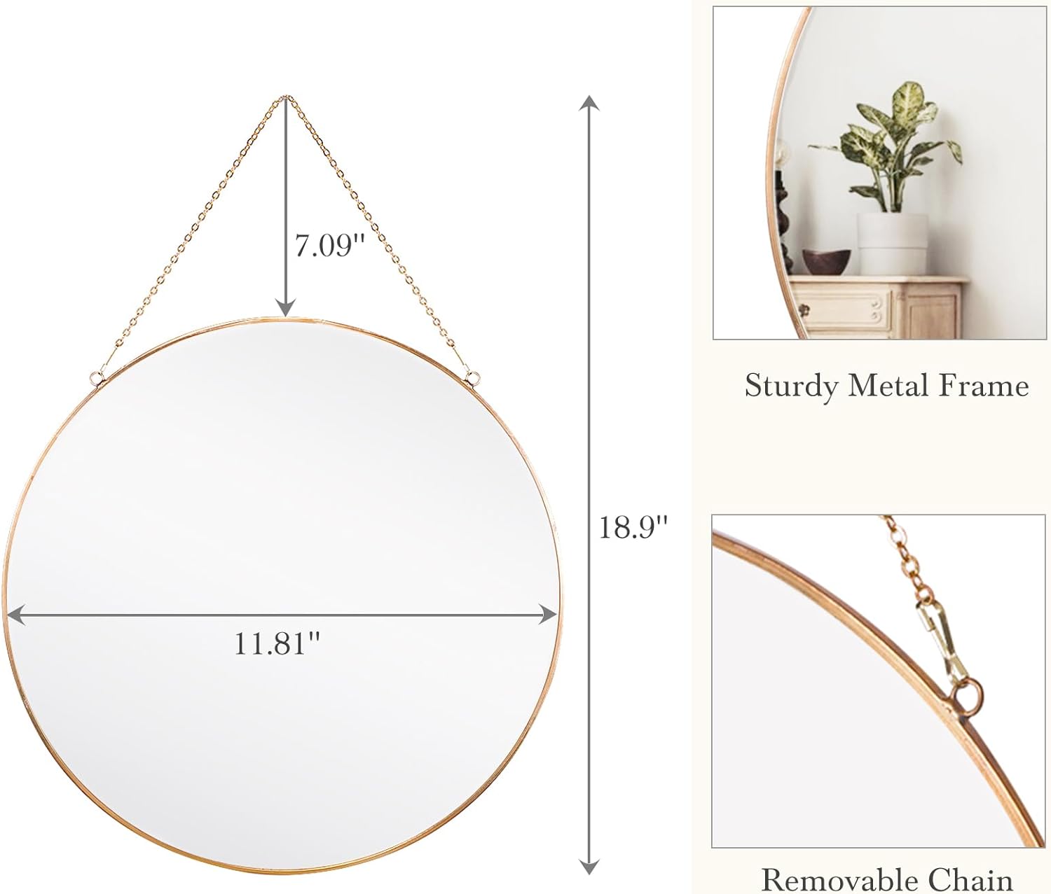 Luxe Black Round Mirror - View 8