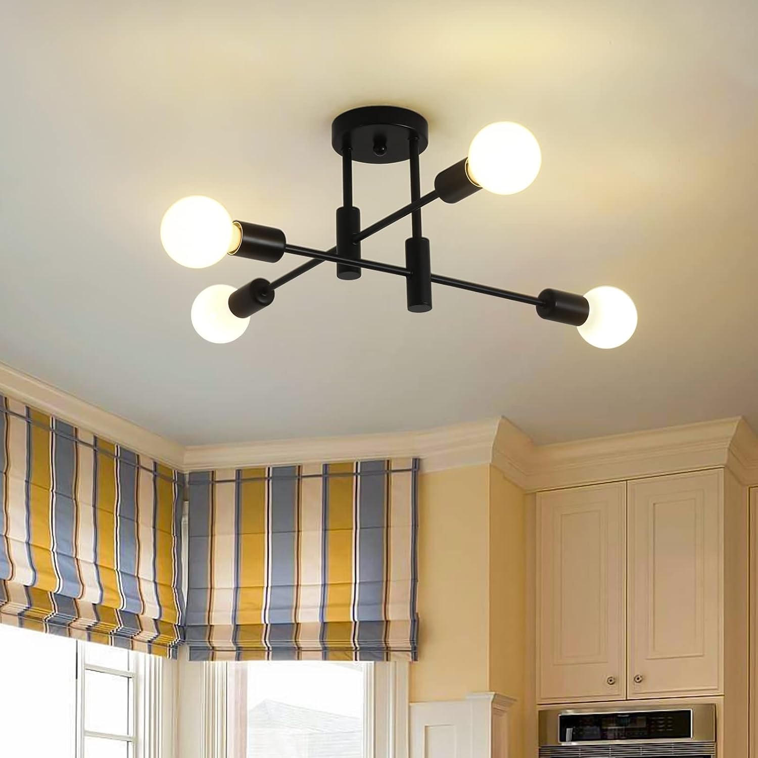Farmhouse Black Chandelier — 10-Light — 4-Lights,Black
