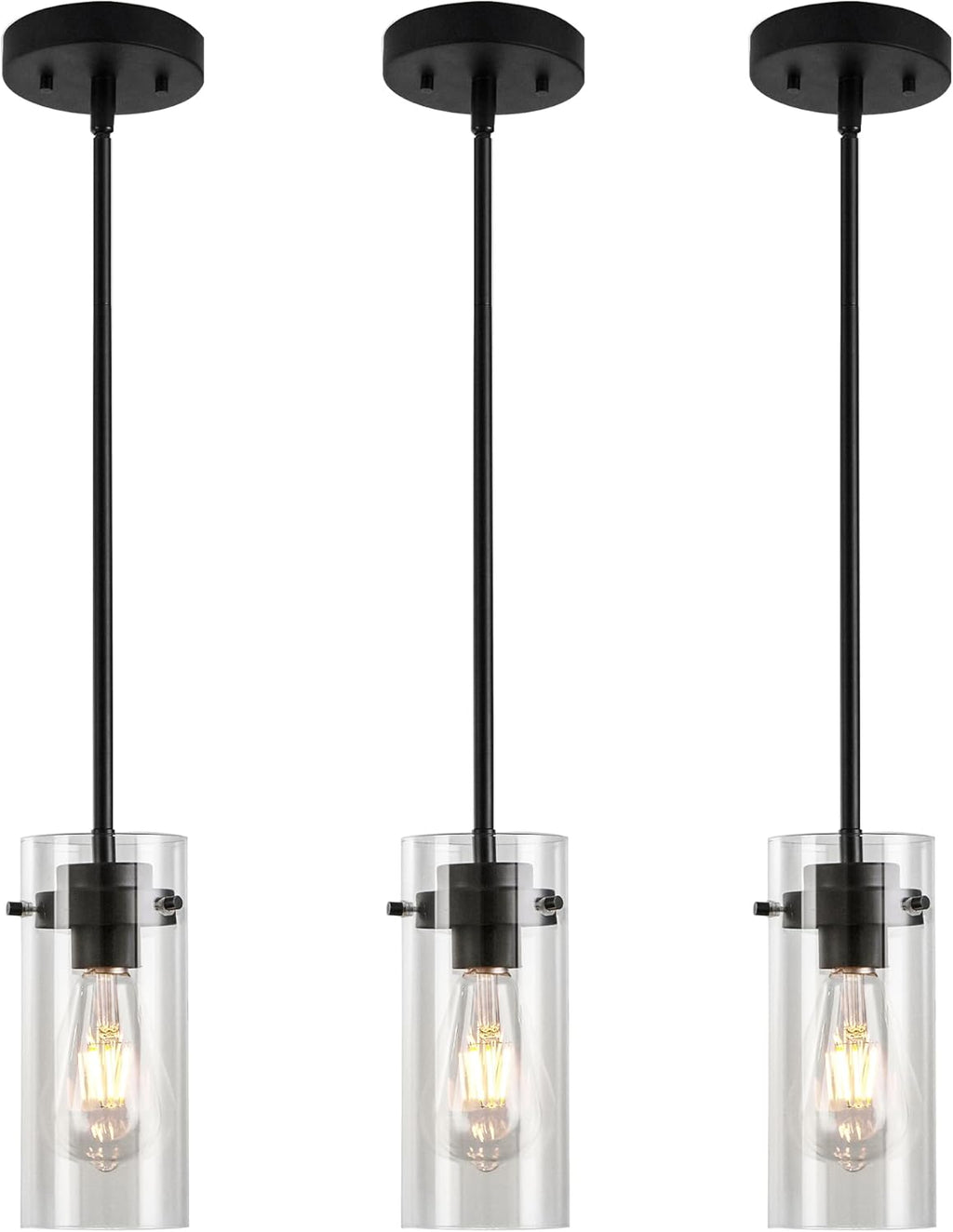Adjustable Farmhouse Black Pendant Light — Black 3 Pack