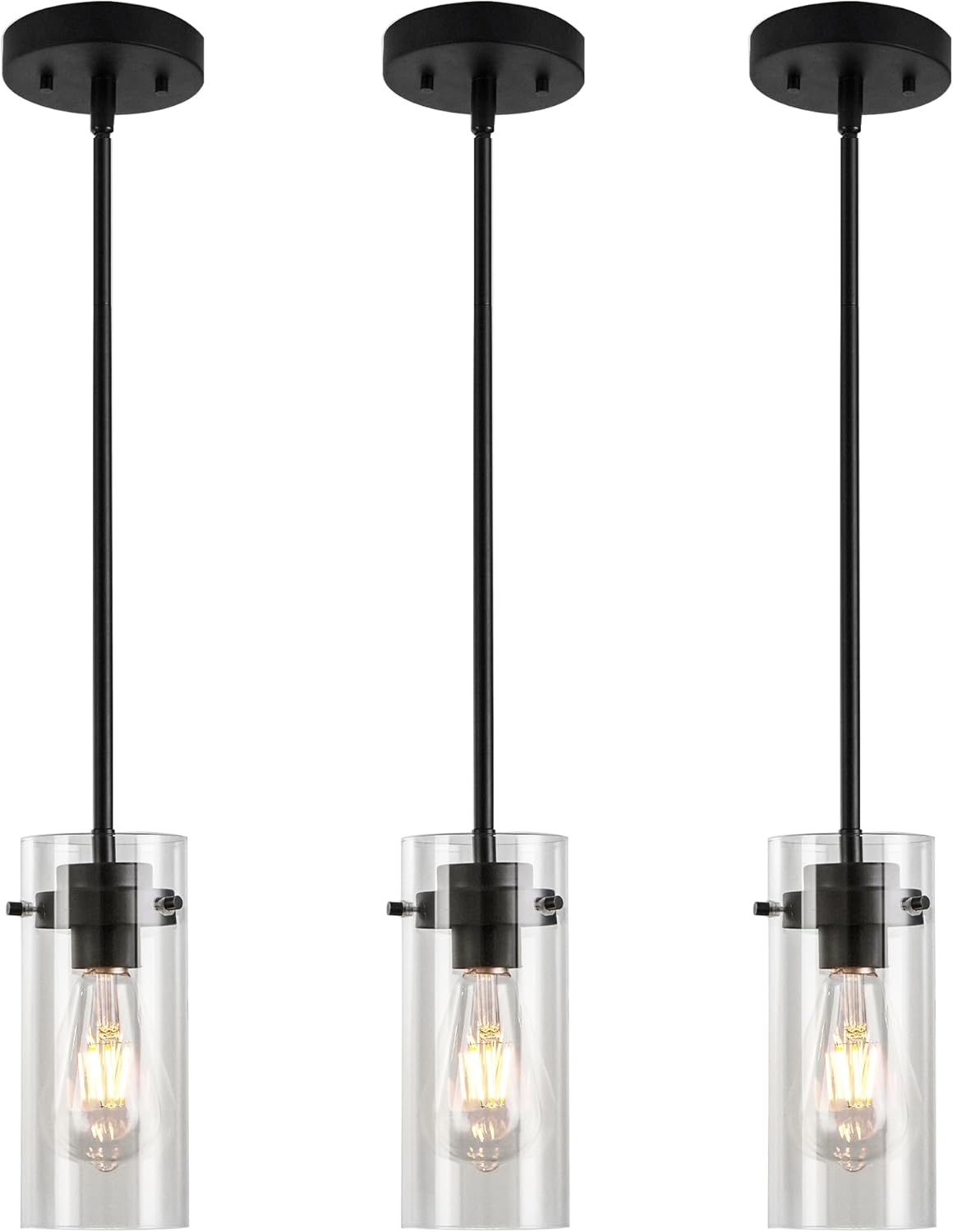 Adjustable Farmhouse Black Pendant Light — Black 3 Pack