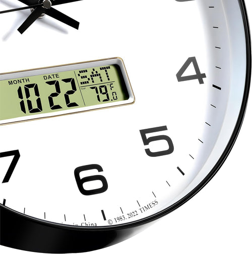 Battery Operated Modern Black Wall Clock — 13" - View 2
