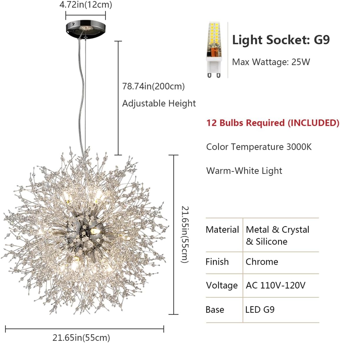 Luxe Metal Chandelier — 12-Light - View 5