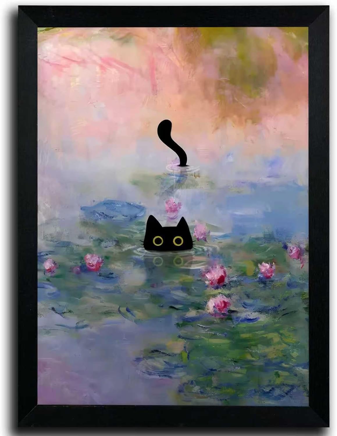 Framed Black Canvas Wall Art — 16" — Black CaT-2