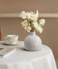Green Decorative Vase — Vintage White Waved