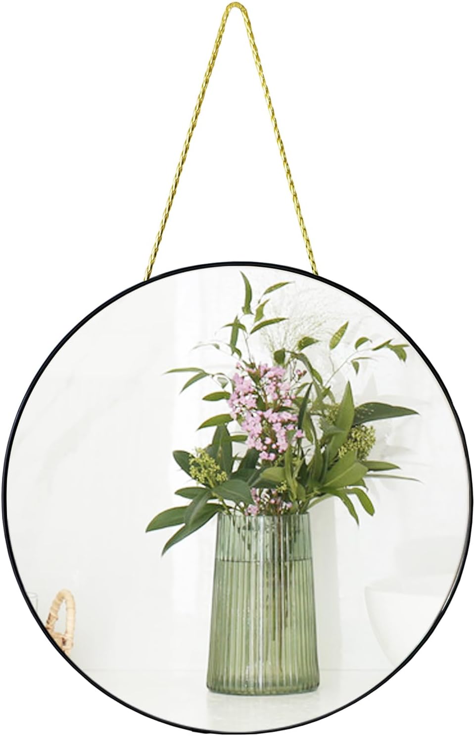 Round Luxe Black Wall Mirror — 12.6" — Black