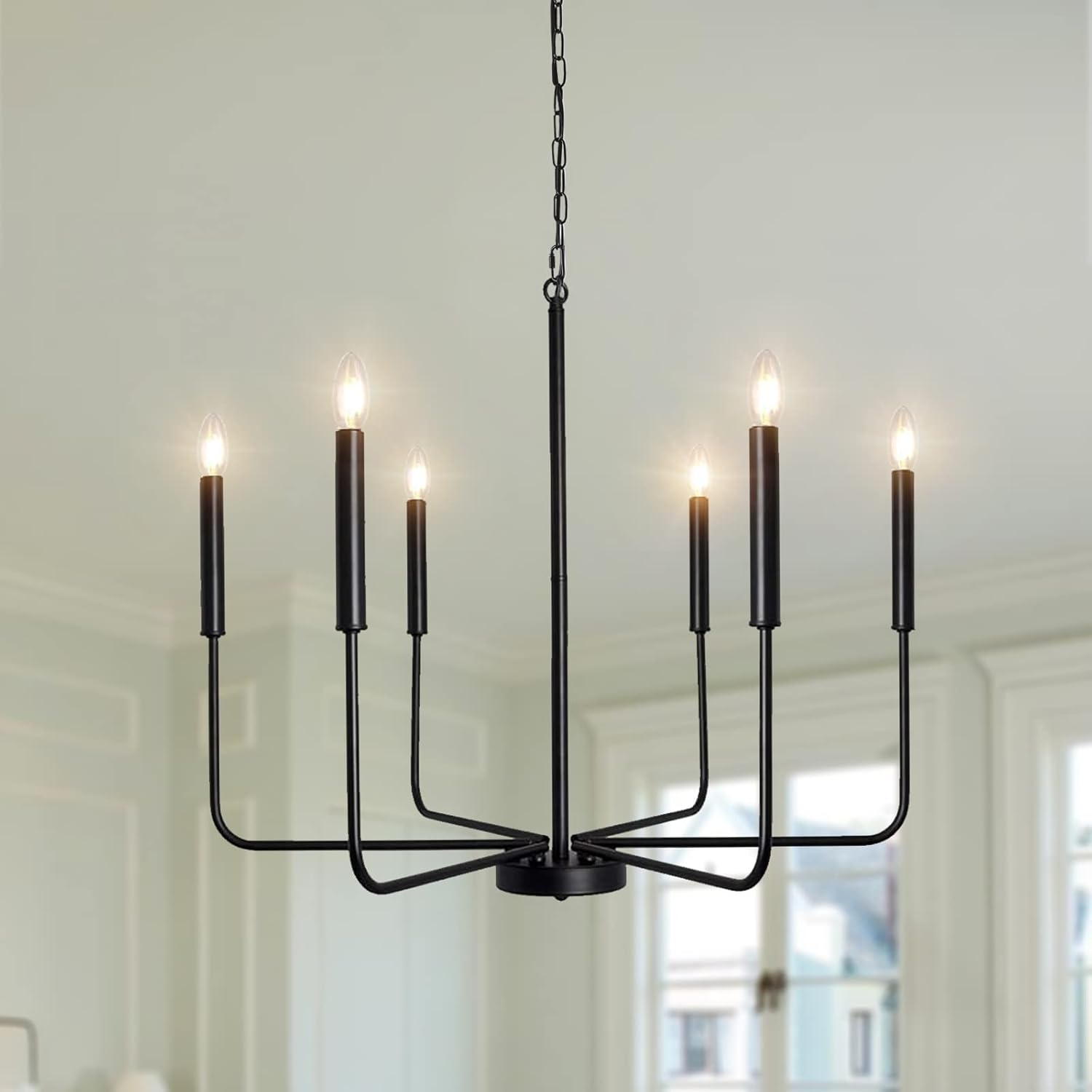 Farmhouse Black Chandelier — 6 Lights-Black