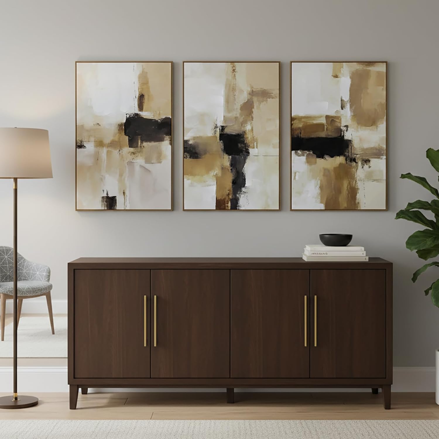 Framed Modern Beige Canvas Wall Art — 24" - View 5