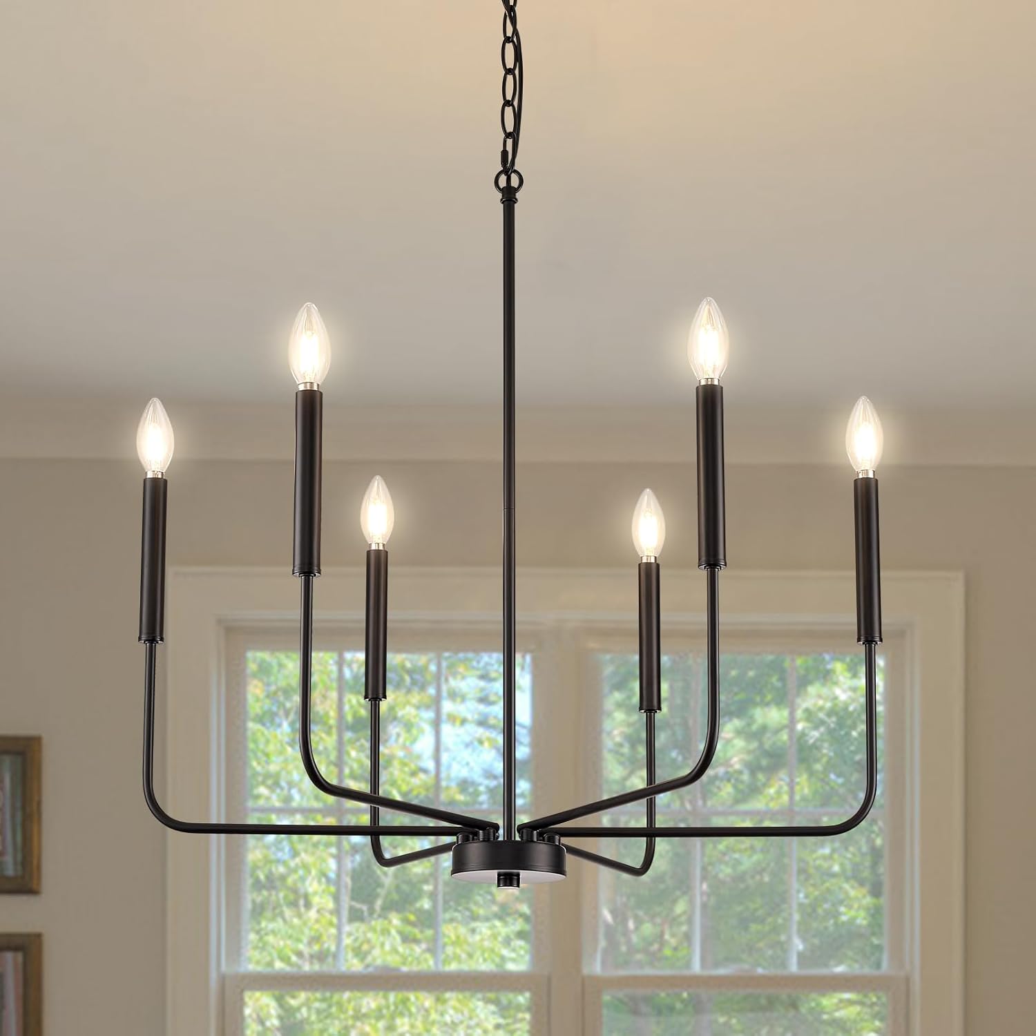 Farmhouse Black Chandelier — 6-Light — Black