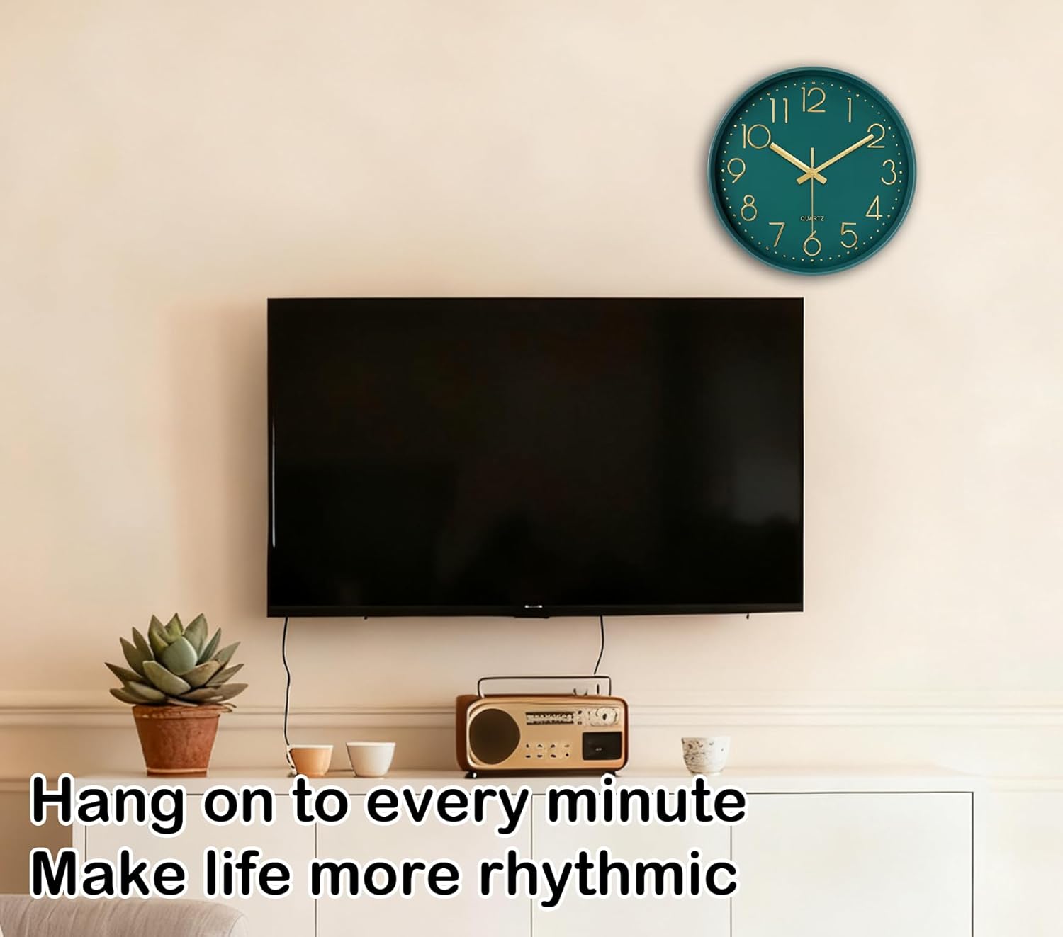 Battery Operated Modern Blue Wall Clock — 12" - View 2
