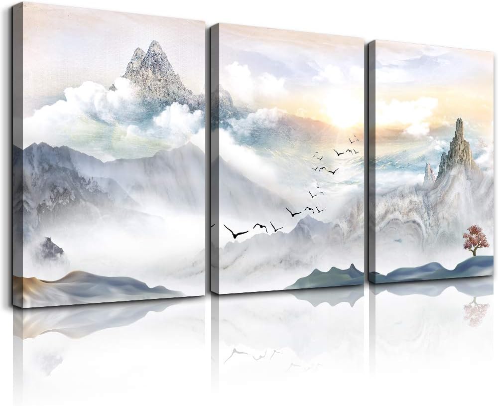 Modern Beige Framed Wall Art — 12" — 16x24inches*3pcs