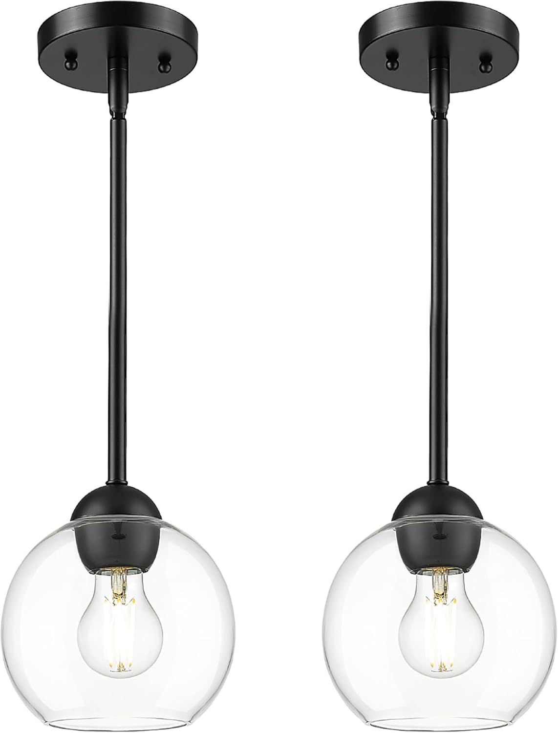 Luxe Black Pendant Light — 1-Light — Black - 2PC