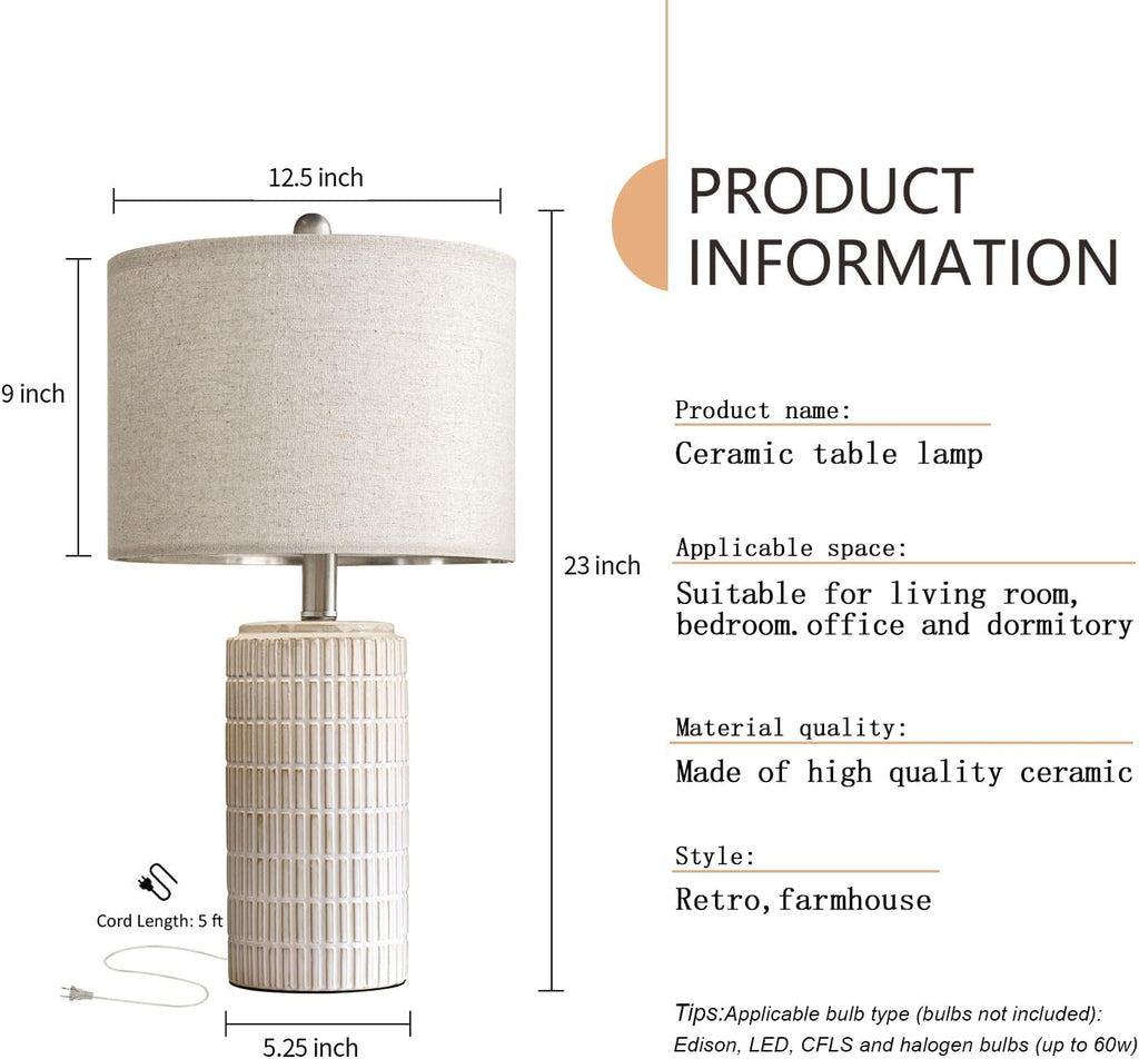 Farmhouse Beige Desk Lamp — 23" - View 8