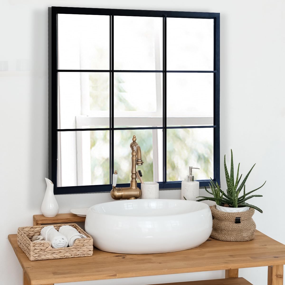 Farmhouse Black Mirror — 38" — Black