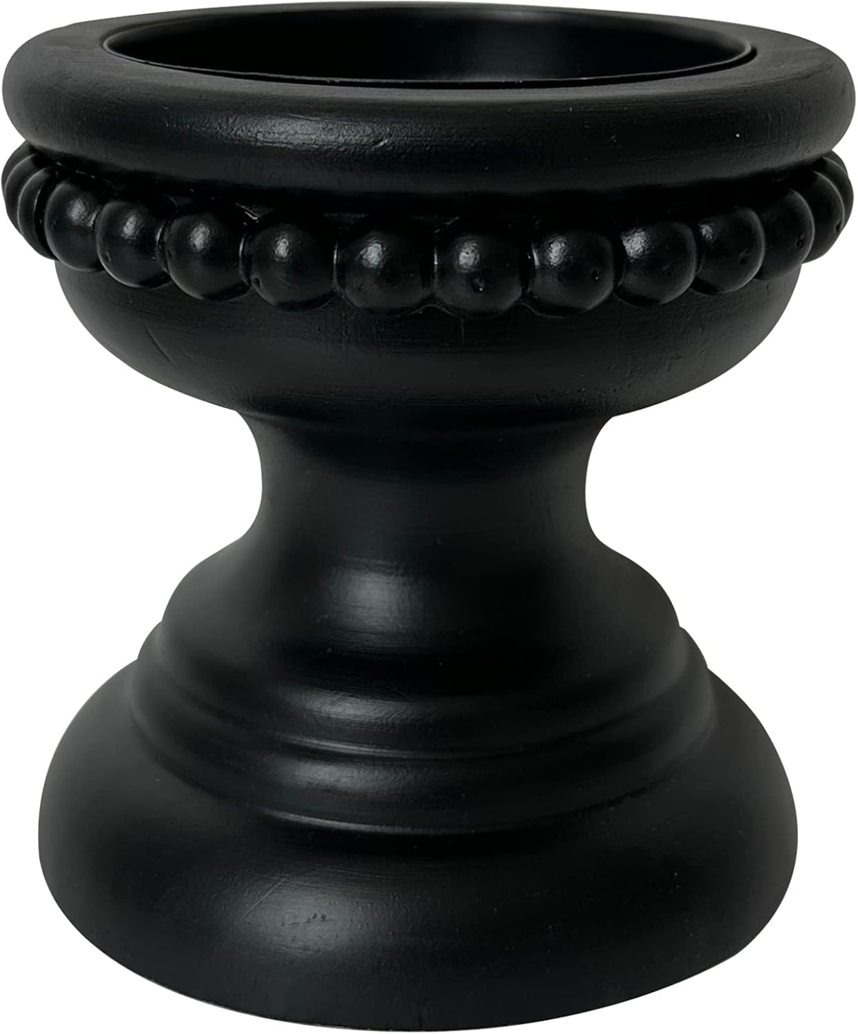 Farmhouse Beige Pillar Candle — Black