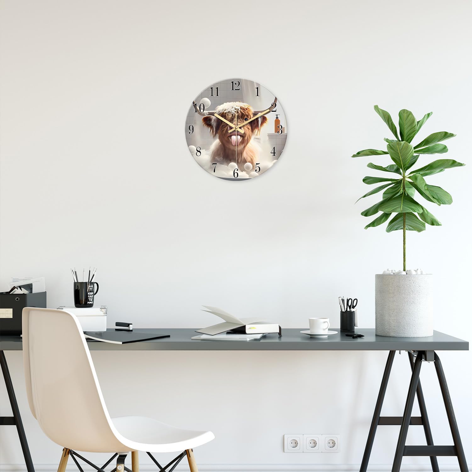 Battery Operated Farmhouse Black Wall Clock — 12" - View 4