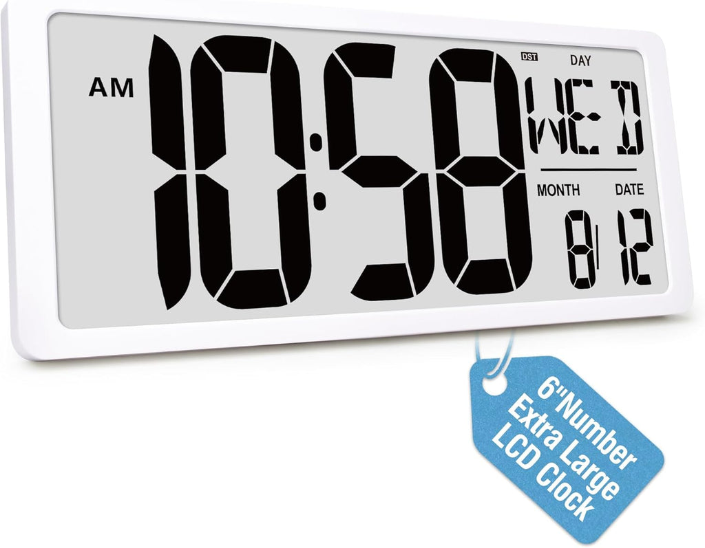 Rechargeable Mid-Century Black Wall Clock — 4.6" — 18.44"（incl Batteries）