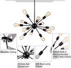 Vintage Farmhouse Black Chandelier — 12-Light - View 6
