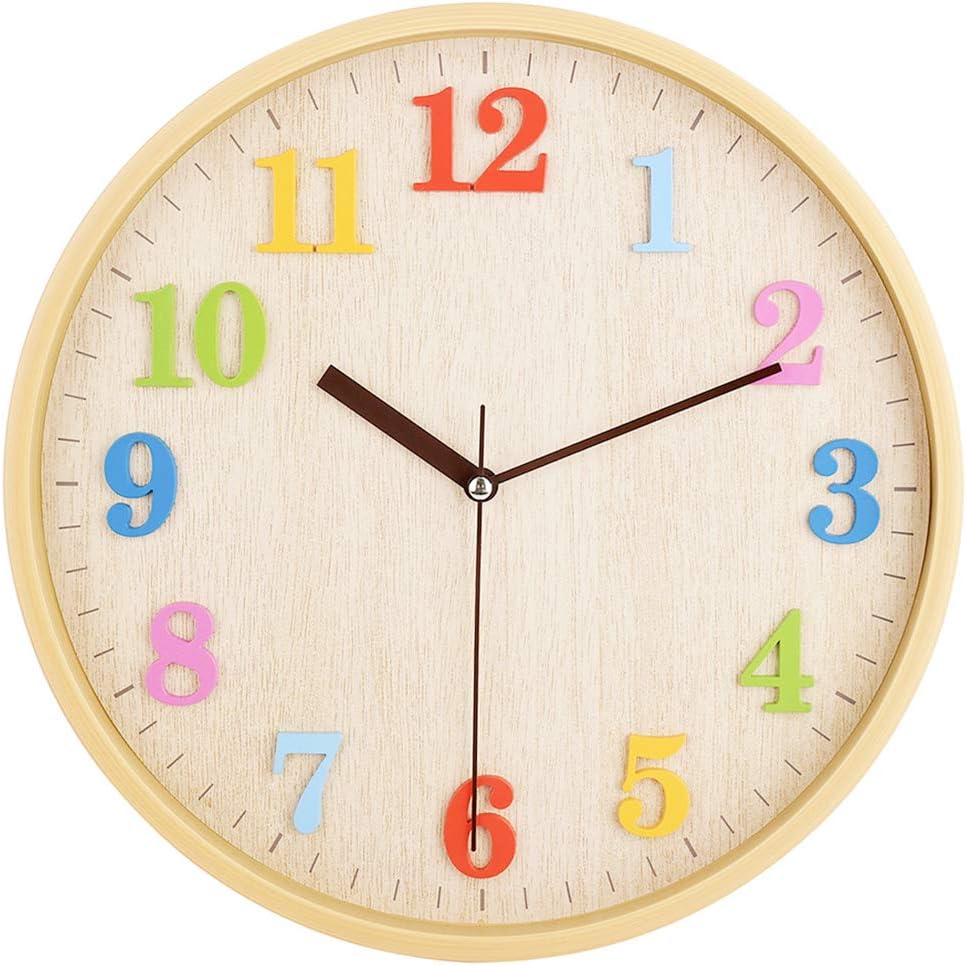 Battery Operated Brown Wall Clock — 12" — 3d Color Numbers