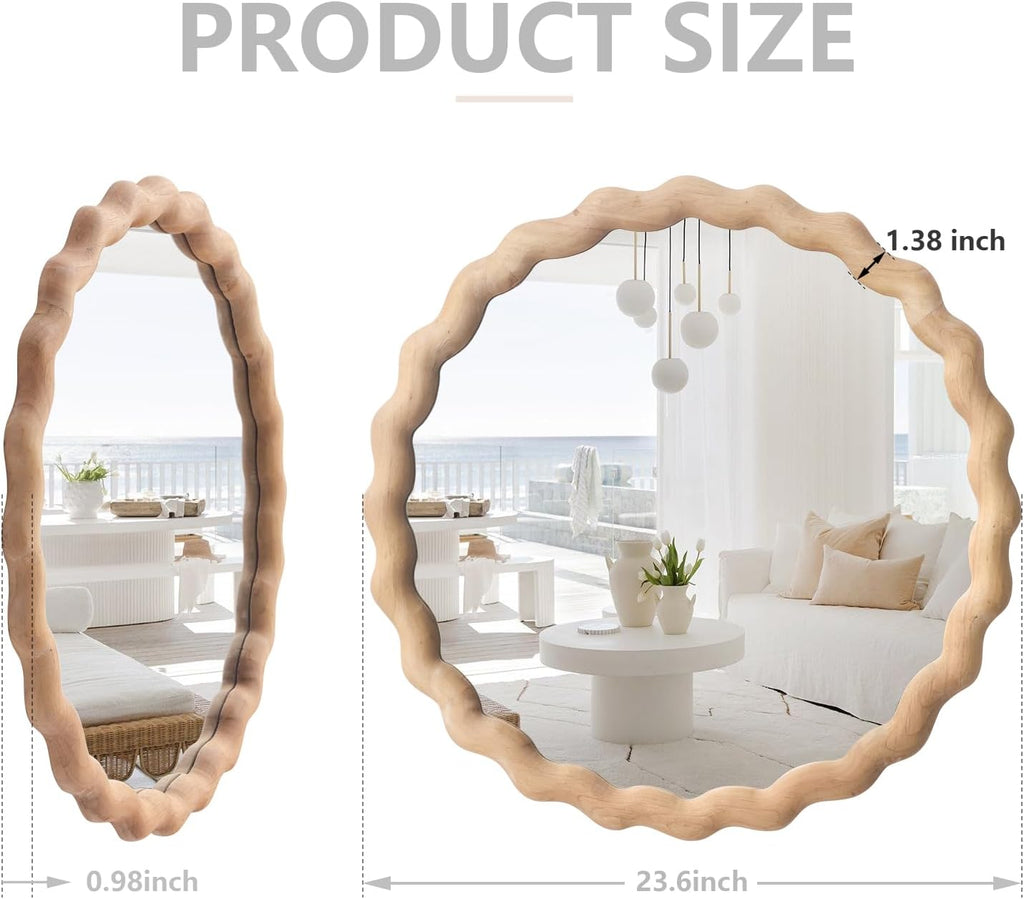 Round Farmhouse Brown Wall Mirror — 24" - View 4