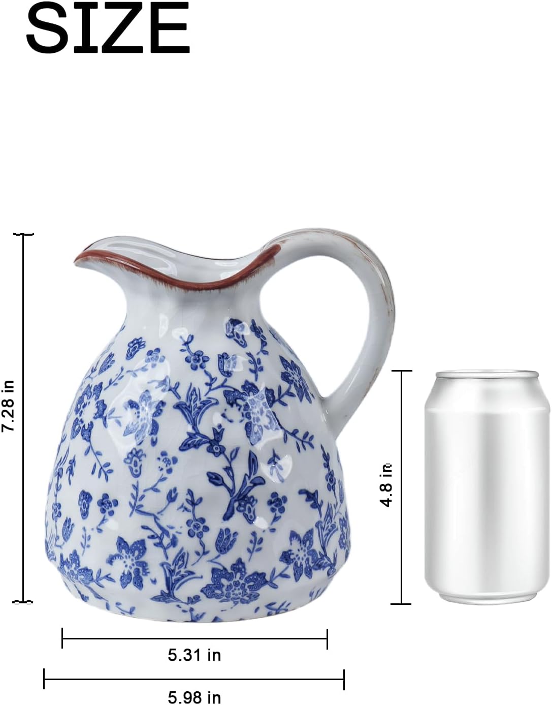 Vintage Blue Flower Vase — 28" - View 2