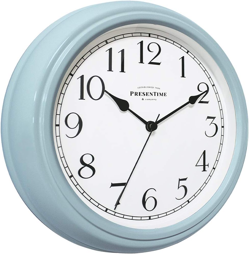 Modern Beige Wall Clock — 10" — Blue