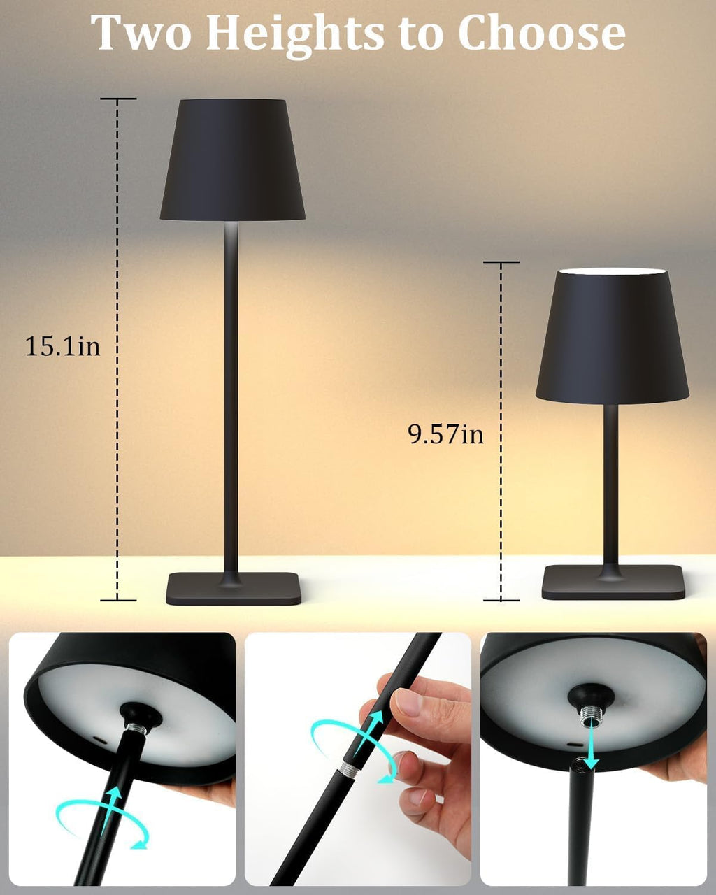 Cordless Black Desk Lamp — Set of 2 - View 5