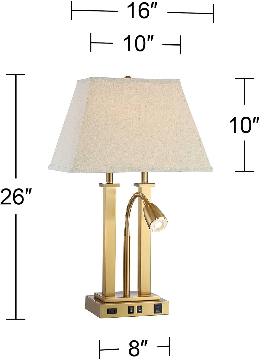 USB Luxe Black Table Lamp — 26" - View 4