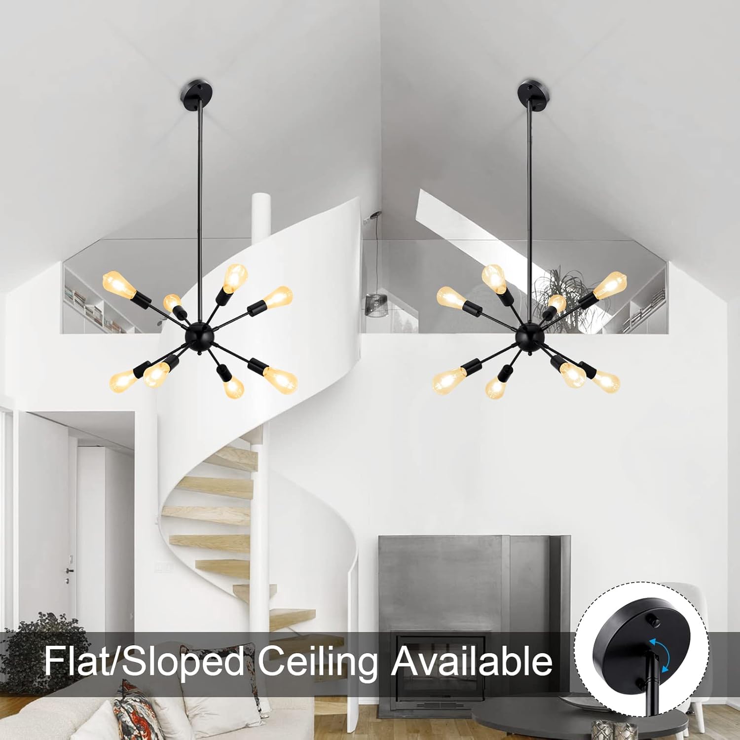 Adjustable Modern Black Chandelier - View 6