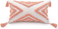 Tufted Boho Grey Throw Pillow Cover — 20" — Pink