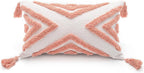 Tufted Boho Grey Throw Pillow Cover — 20" — Pink