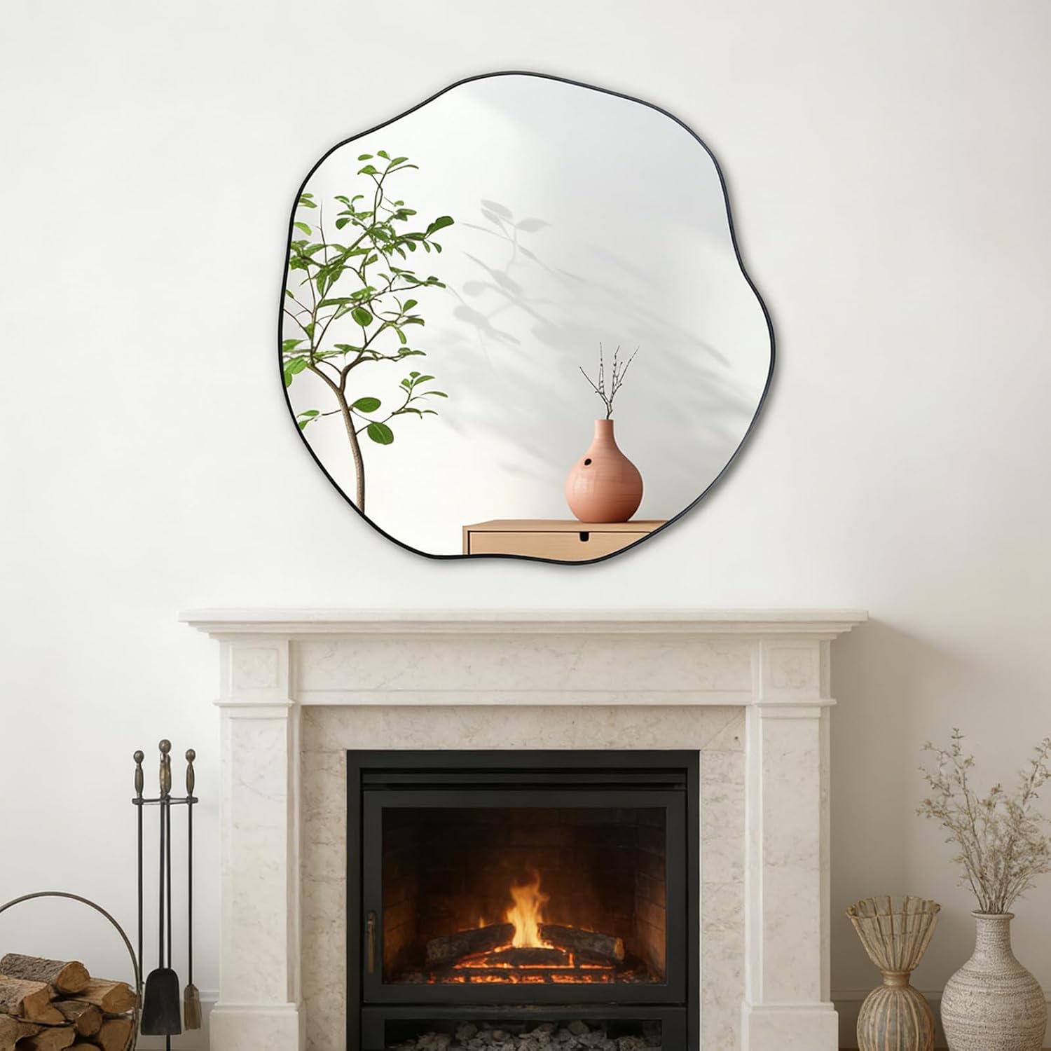 Black Wall Mirror — 35" — 30"L x 30"W
