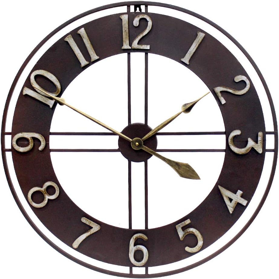 Vintage Farmhouse Brown Wall Clock — 30" — Vintage Rust