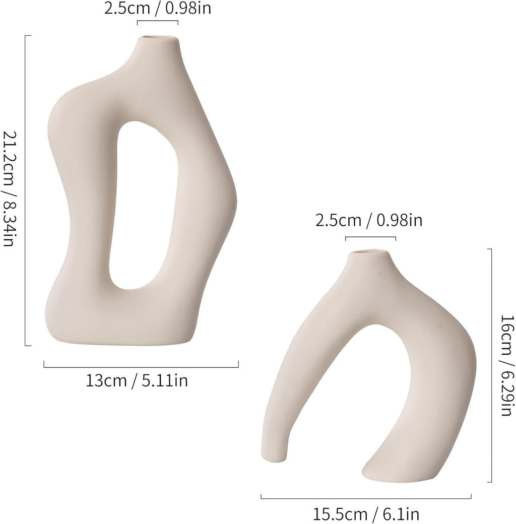 Modern White Flower Vase — Set of 2 - View 3