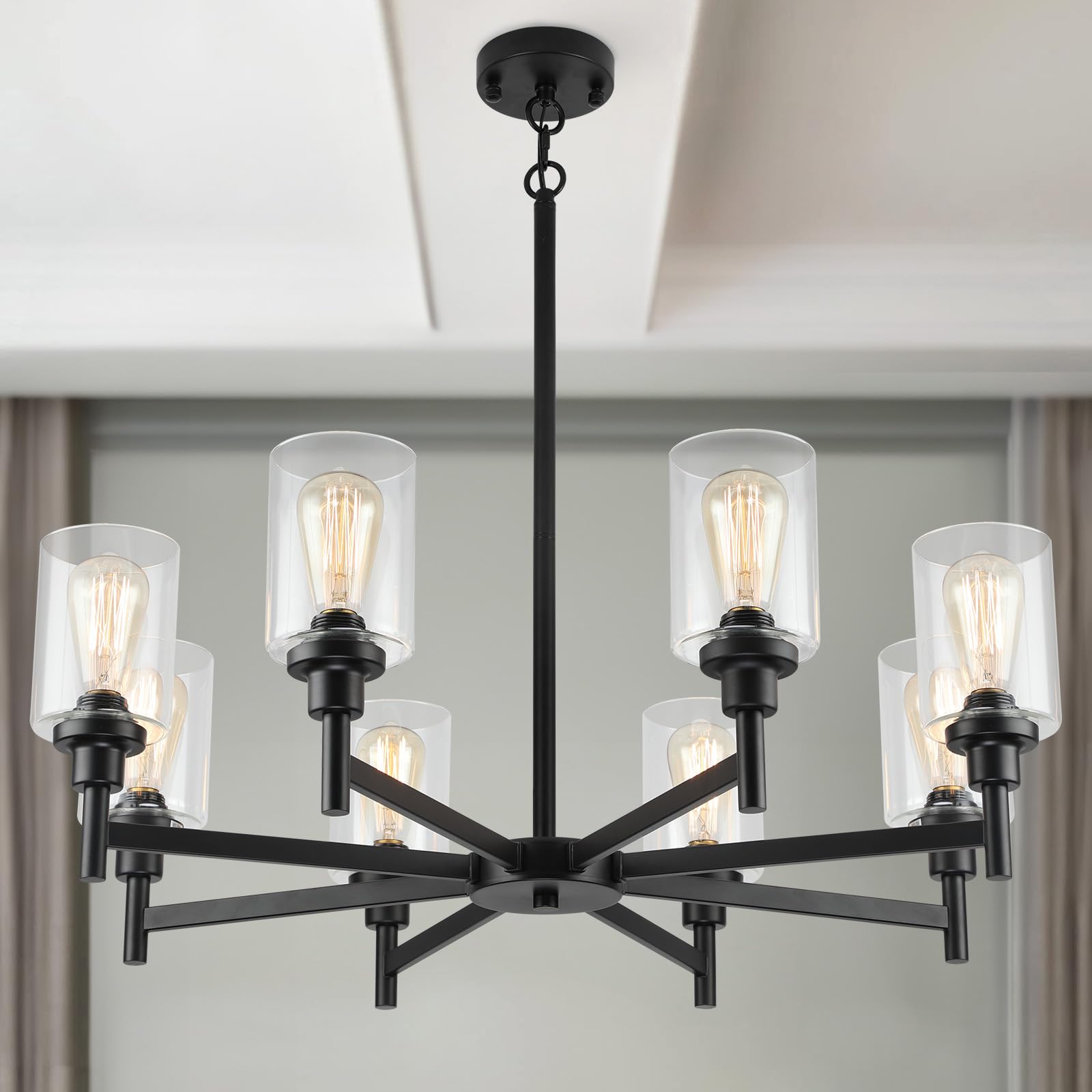 Farmhouse Black Chandelier — 34"